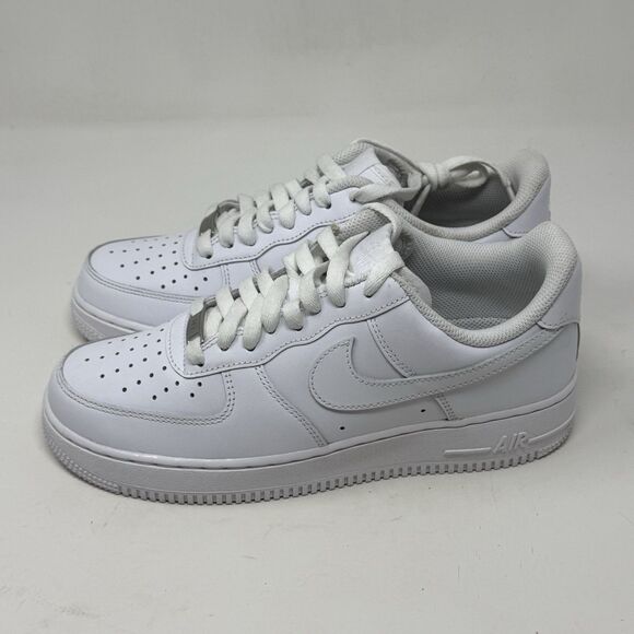 Nike Air Force 1 '07 Low Womens 9 Triple White Leather Athletic Shoes Sneakers - Picture 4 of 16